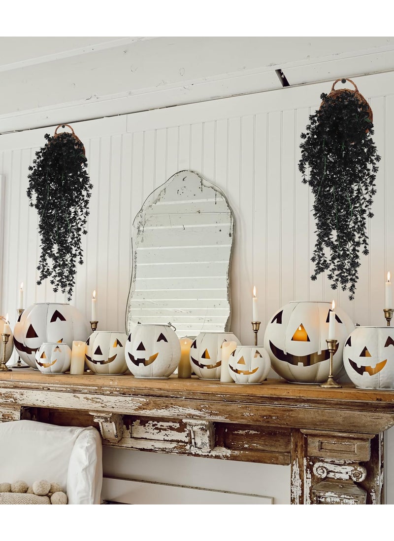 RECUTMS Black Hanging Flowers Faux Hanging Plants Black Artificial Hanging Plant Fake Greenery Faux UV Resistant Hanging Vines Plant for Indoor Outdoor Wedding Halloween Party Fall Wall Room Door Decor(Black)  - Image 4