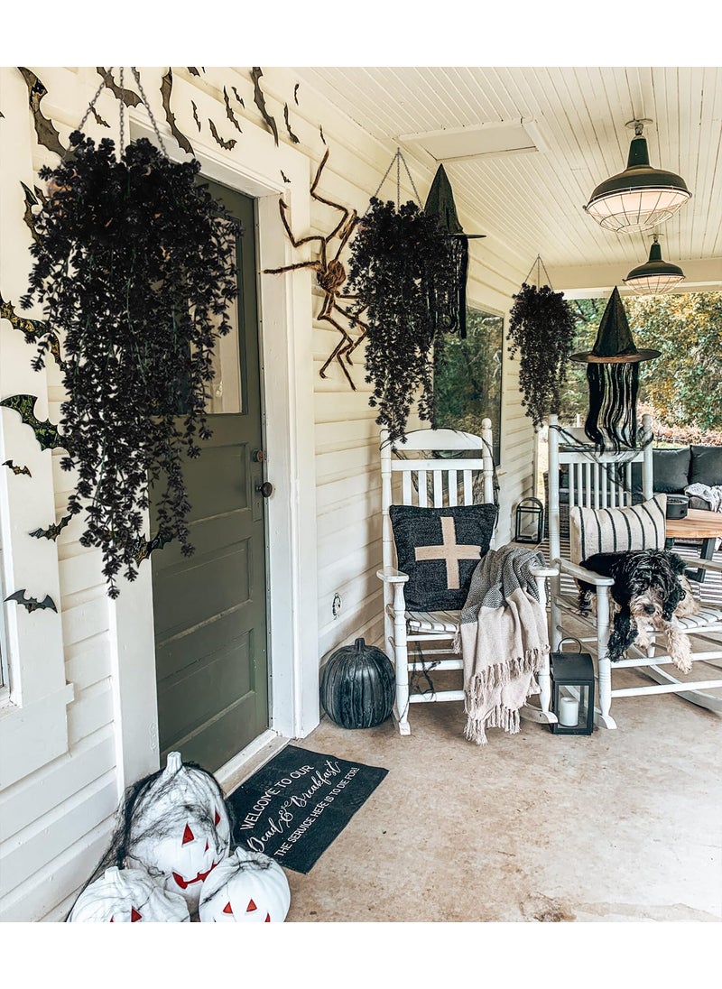 RECUTMS Black Hanging Flowers Faux Hanging Plants Black Artificial Hanging Plant Fake Greenery Faux UV Resistant Hanging Vines Plant for Indoor Outdoor Wedding Halloween Party Fall Wall Room Door Decor(Black)  - Image 5