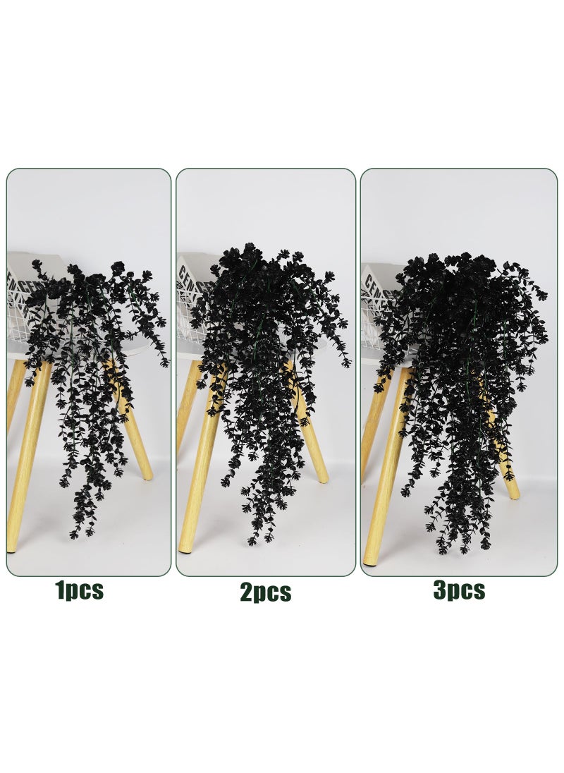 RECUTMS Black Hanging Flowers Faux Hanging Plants Black Artificial Hanging Plant Fake Greenery Faux UV Resistant Hanging Vines Plant for Indoor Outdoor Wedding Halloween Party Fall Wall Room Door Decor(Black)  - Image 3