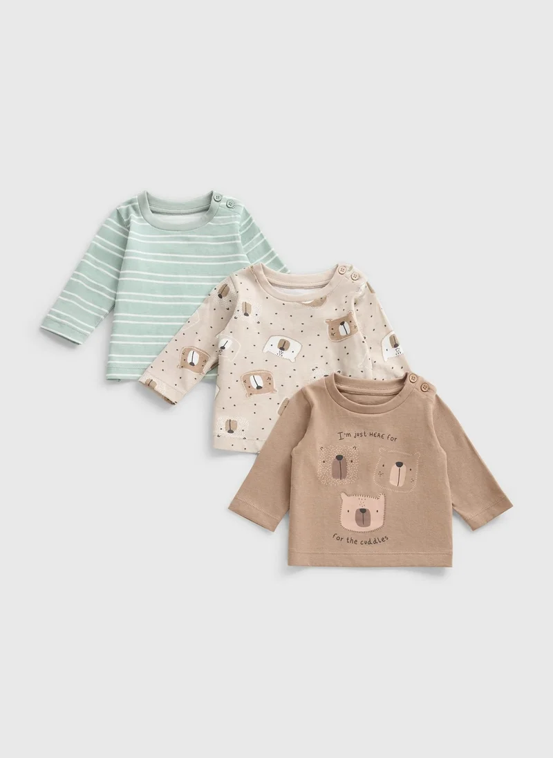 Matalan 3 Pack Baby Multicolour Bear Stripe Tops