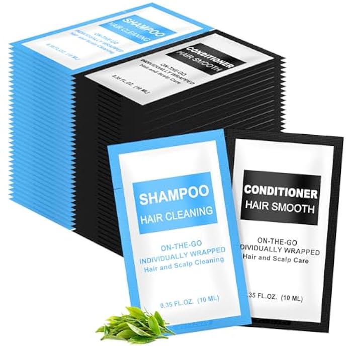 FAOEHN Travel Size Shampoo and Conditioner Set Packets Bulk Pack of 50,Individually Wrapped 0.35 fl oz (10 ml) Disposable Small Mini Hotel Size Toiletries Supplies for Guests,Homeless,Church,Resorts - Image 1