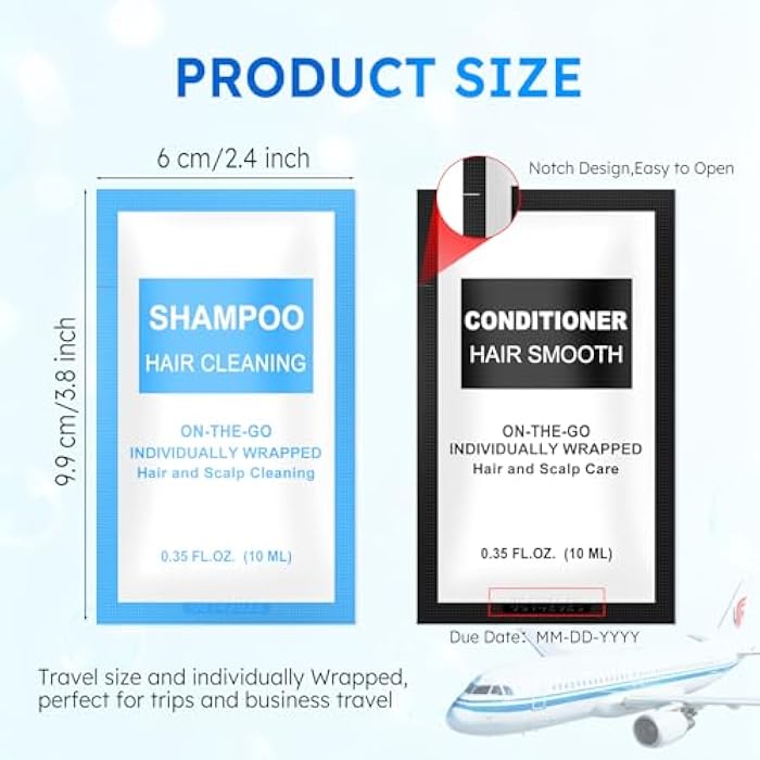 FAOEHN Travel Size Shampoo and Conditioner Set Packets Bulk Pack of 50,Individually Wrapped 0.35 fl oz (10 ml) Disposable Small Mini Hotel Size Toiletries Supplies for Guests,Homeless,Church,Resorts - Image 4