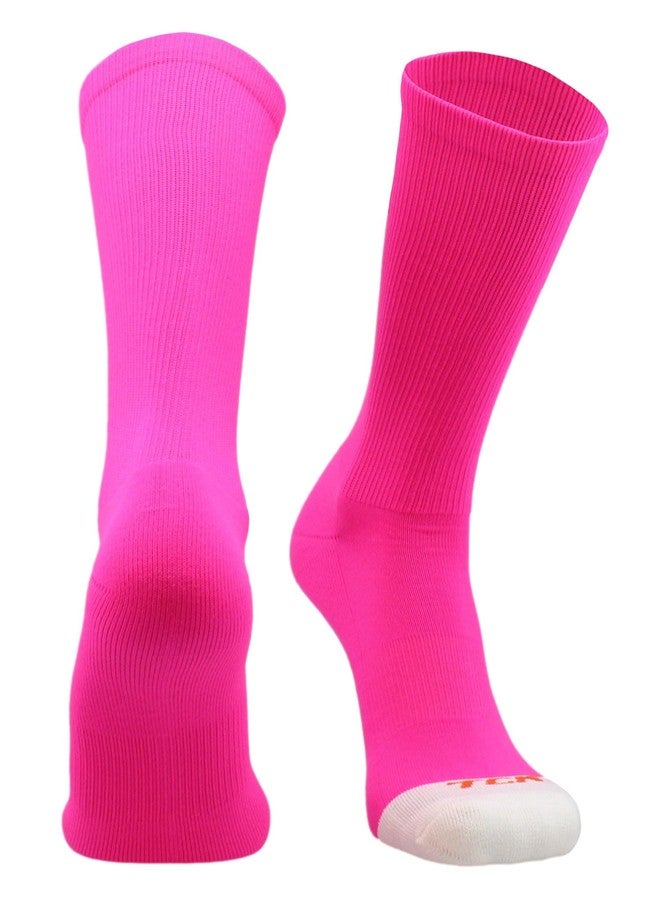 TCK Prosport Crew Pink Volleyball Socks & Basketball, Football Socks - Cushioned Socks for Sports (Hot Pink, Small) 2 Pairs - Image 2