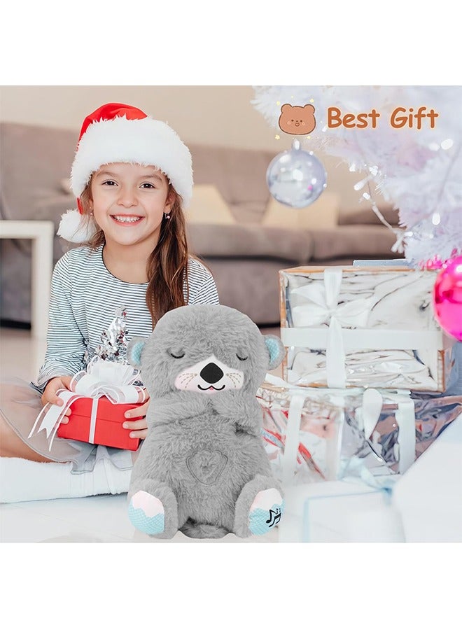 Sweet Life Baby Sound Machine Soothe Breathing Otter, Sensory Details Music Lights Rhythmic Breathing Motion Musical Baby Toy Plush for Newborns (Battery Not Includ) (Dark Grey) - Image 2
