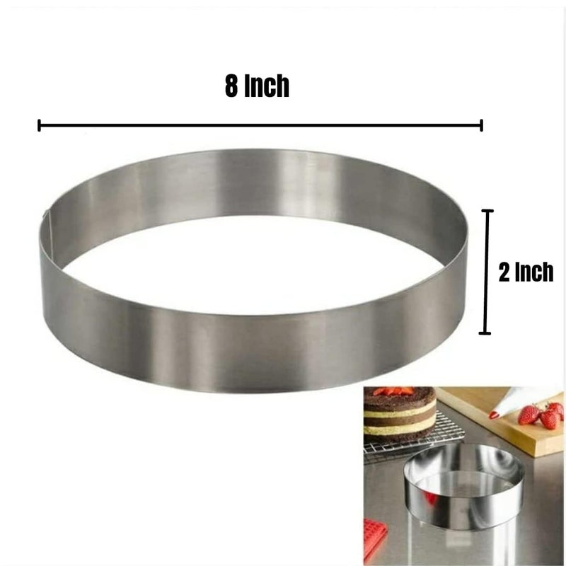 BAKERS 4U BAKERS 4U Stainless Steel Cake Baking Rings 8Inches with 2 inch Height Durable NonStick Ring - Image 2