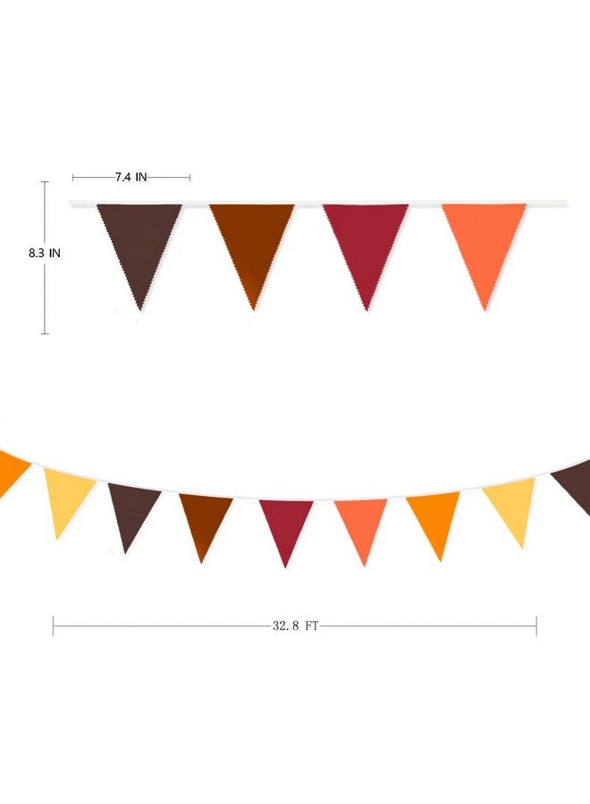 pinkblume 32Ft Fall Banner Decorations Triangle Flag Fabric Pennant Garland Bunting for Happy Fall Decor Thanksgiving Day Harvest Autumn Wedding Birthday Party Home Outdoor Garden Hanging Decoration (36Pcs)  - Image 2