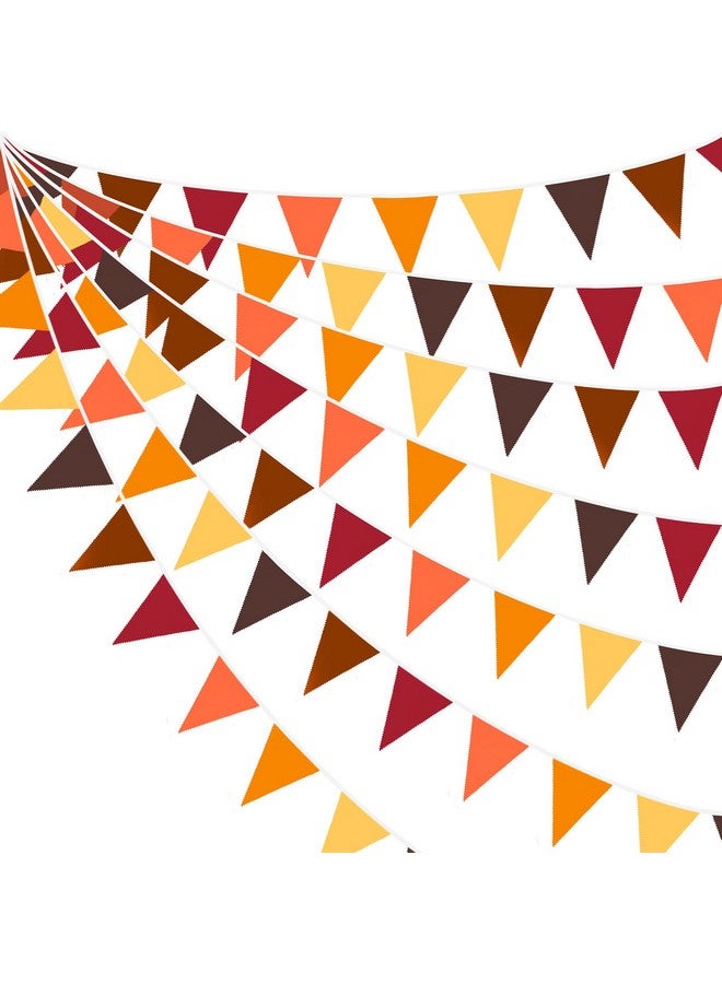 pinkblume 32Ft Fall Banner Decorations Triangle Flag Fabric Pennant Garland Bunting for Happy Fall Decor Thanksgiving Day Harvest Autumn Wedding Birthday Party Home Outdoor Garden Hanging Decoration (36Pcs)  - Image 1