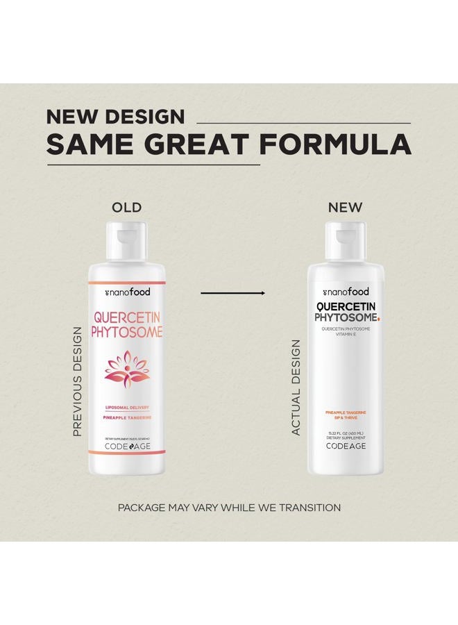 Codeage Nanofood Quercetin Phytosome - 3 Month Supply - 1333mg Quercetin Dihydrate, Phospholipid Complex, Vitamin E Per Serving, Vegan, Gluten Free, Non-GMO Supplement, Pineapple Tangerine, 15.22 Fl Oz - Image 3