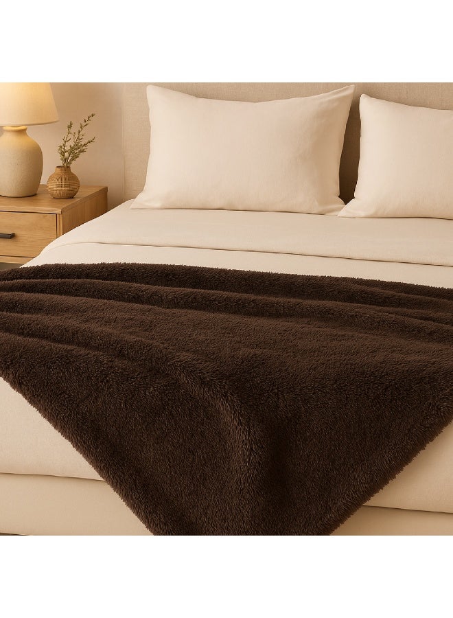 ELEGA DECOR Sherpa Blanket Single Twin Plush Throw Bed Blanket Flannel Fleece Reversible Blanket Warm and Plush Travel Blanket 150x200 cm Dark Grey - Image 1