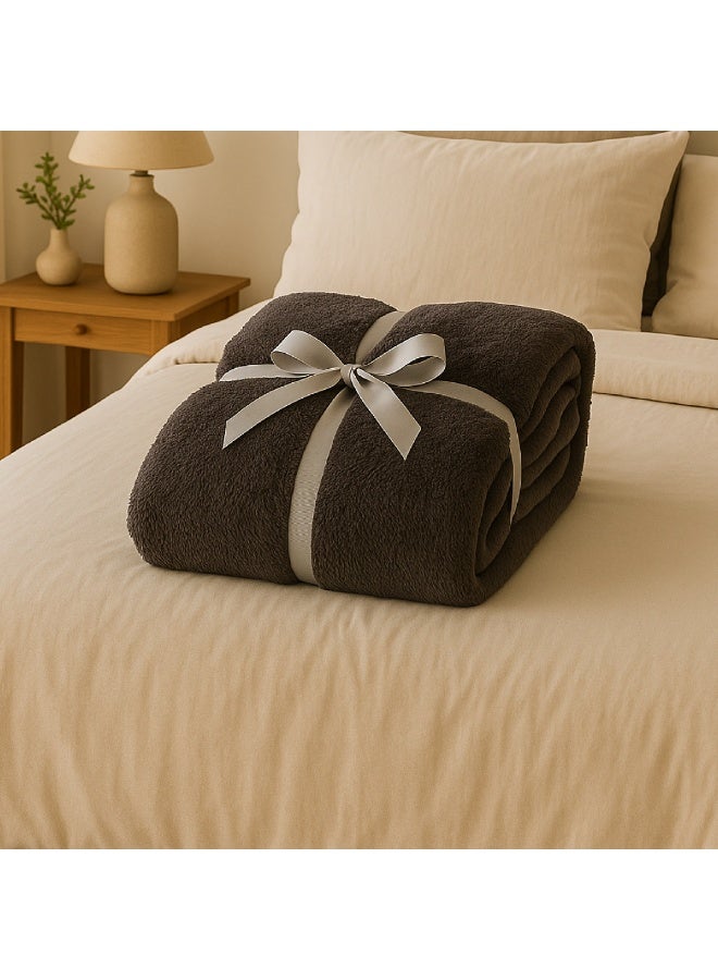 ELEGA DECOR Sherpa Blanket Single Twin Plush Throw Bed Blanket Flannel Fleece Reversible Blanket Warm and Plush Travel Blanket 150x200 cm Dark Grey - Image 2