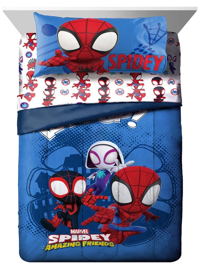 Jay Franco Marvel Spidey and His Amazing Friends Team Spidey 4 Piece Toddler Size Bed Set - Super Soft Microfiber - Includes Comforter & Sheet Set Bedding (Official Marvel Product) - Image 2