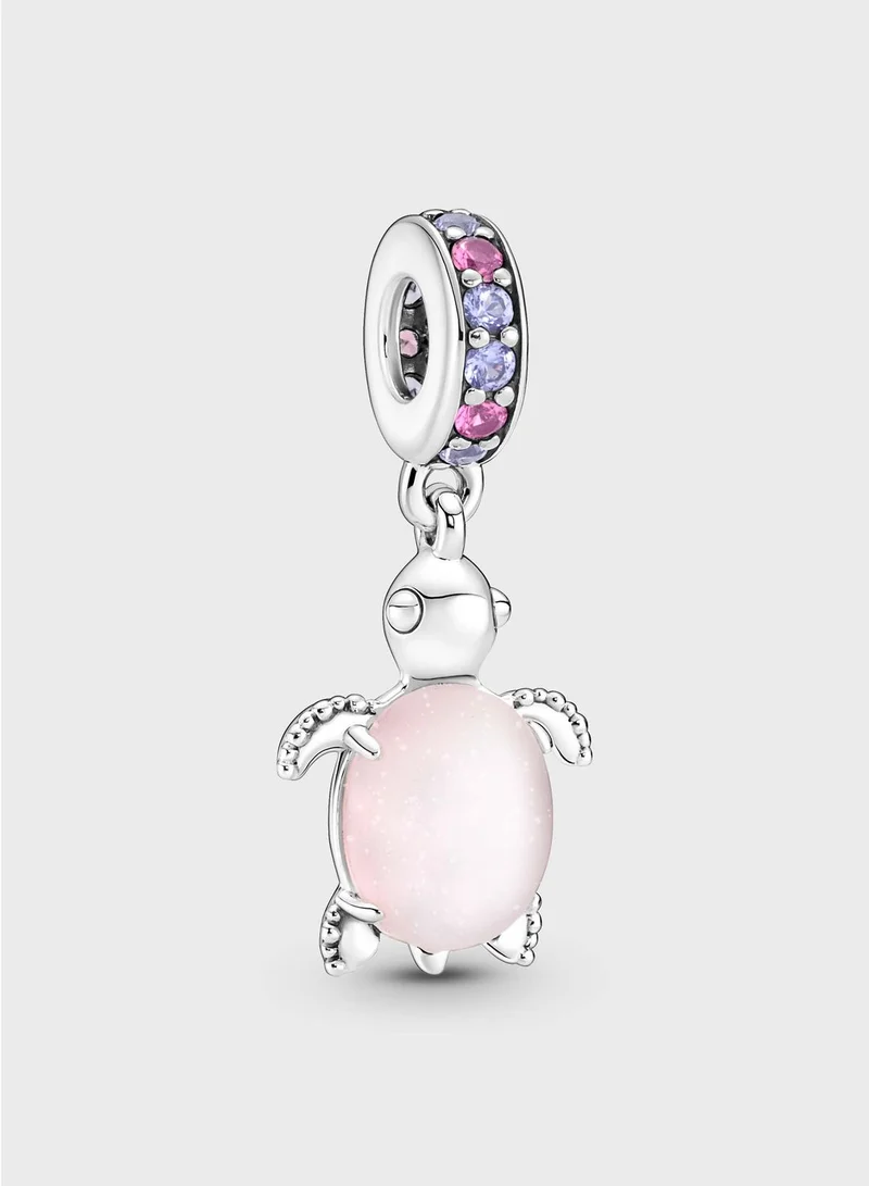 PANDORA Murano Glass Pink Sea Turtle Dangle Charm