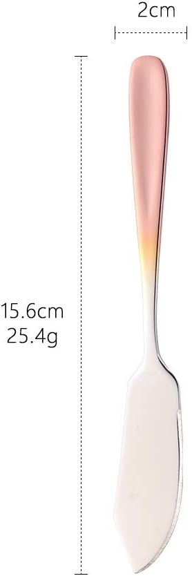 BISDARUN Stainless Steel Butter Cheese Spreader Knife Gradient Rose Gold Breakfast Butter Dessert Knives Set of 6 Kitchen Slicer Sandwich Spreader for butter dish  - Image 2