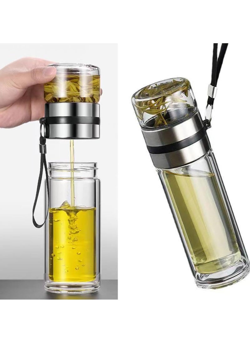 Generic 13oz double wall glass water bottle tea and water separation  - Image 3