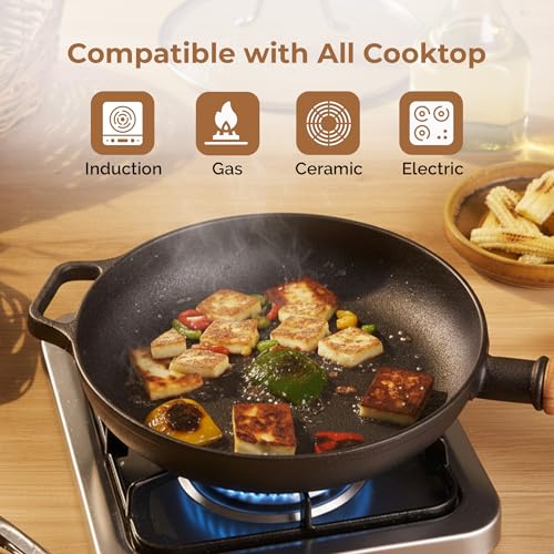 Home Essentials HomeEssentials 22cm Pre-Seasoned Cast Iron Skillet | Multi-Purpose Frying Pan for Stove, Oven, Grill & Campfire | Durable, Heavy-Duty Cookware for Indoor & Outdoor Cooking - Image 5