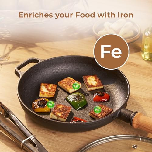 Home Essentials HomeEssentials 22cm Pre-Seasoned Cast Iron Skillet | Multi-Purpose Frying Pan for Stove, Oven, Grill & Campfire | Durable, Heavy-Duty Cookware for Indoor & Outdoor Cooking - Image 4