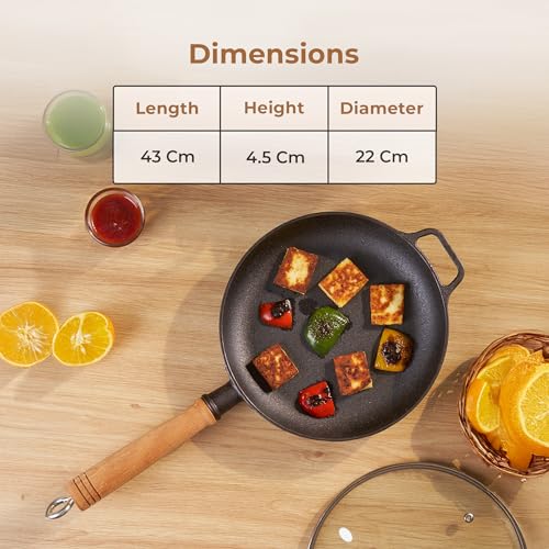 Home Essentials HomeEssentials 22cm Pre-Seasoned Cast Iron Skillet | Multi-Purpose Frying Pan for Stove, Oven, Grill & Campfire | Durable, Heavy-Duty Cookware for Indoor & Outdoor Cooking - Image 3
