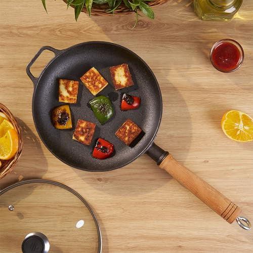 Home Essentials HomeEssentials 22cm Pre-Seasoned Cast Iron Skillet | Multi-Purpose Frying Pan for Stove, Oven, Grill & Campfire | Durable, Heavy-Duty Cookware for Indoor & Outdoor Cooking - Image 1