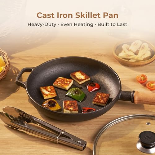 Home Essentials HomeEssentials 22cm Pre-Seasoned Cast Iron Skillet | Multi-Purpose Frying Pan for Stove, Oven, Grill & Campfire | Durable, Heavy-Duty Cookware for Indoor & Outdoor Cooking - Image 2