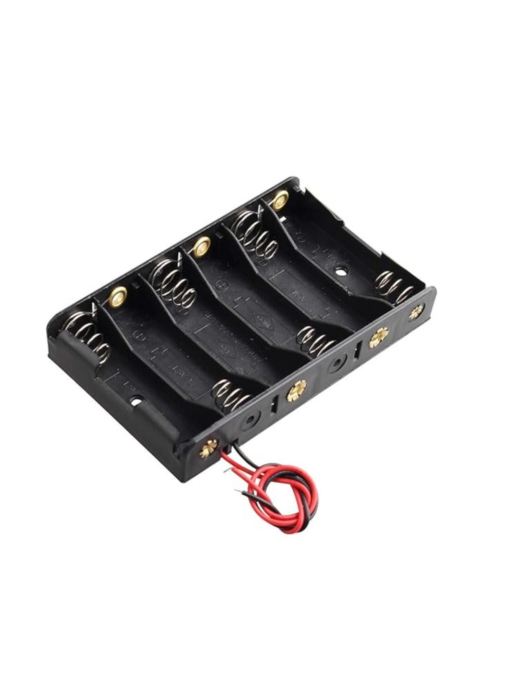 KNP KNP 1.5V AA 6-Way Battery Holder is designed to securely hold up to six AA batteries providing a reliable and versatile solution for powering various electronic devices and projects Its durable construction and easy to use design make it an excellent choice for both everyday use and specialized applications.  - Image 1