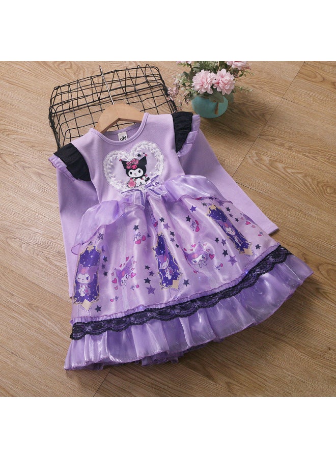 Girls Lolita Dress Autumn And Winter New Children's Autumn Baby Velvet Kuromi Princess Dress