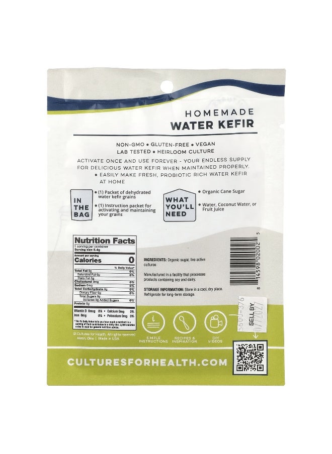 CULTURES FOR HEALTH - Cultures for Health, Water Kefir, 1 Packet, 0.19 oz (5.4 g) - Image 1