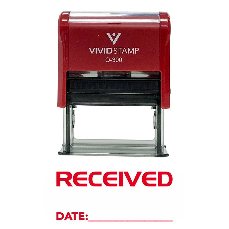 Received wDate Line SelfInking Office Rubber Stamp Red  Large