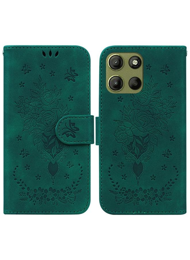 اس-توب جراب لهاتف موتورولا موتو جي 15، جراب جلدي منقوش بنقشة فراشة وردية - Image 1