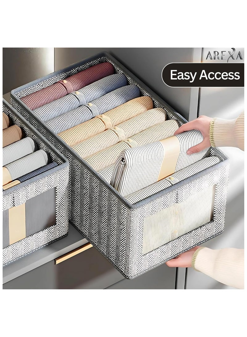 AREXA Pack of 4 - Large Clothes Organizer, Wardrobe Closet Organizer and Storage with Handles, Foldable Fabric Closet Organizers for Clothing, Pants, Jeans, Sweater, T-shirts  - Image 4