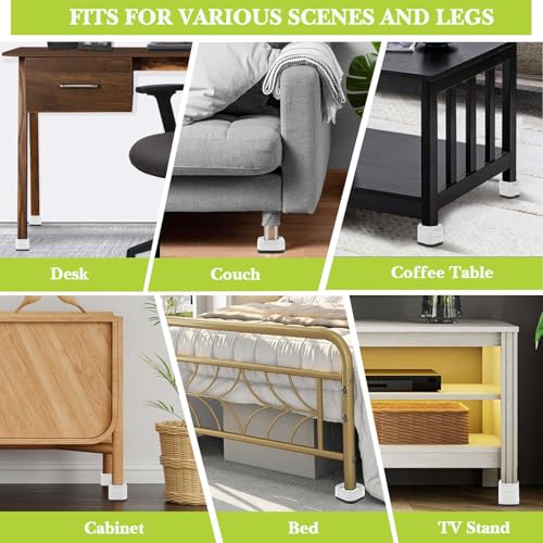 Yookwutar 4 Pack Furniture Risers 1 Inch, Adjustable Bed Risers Heavy Duty for Table Desk Couch Chair Sofa Cabinet Bed Legs Dorm, Square Stackable Bed Raisers Blocks Lift Height 1", 2" or 3", White - Image 3