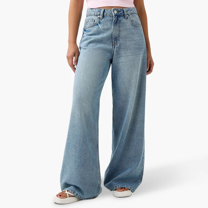 لي كوبر Lee Cooper Wide Leg Jeans with Pockets