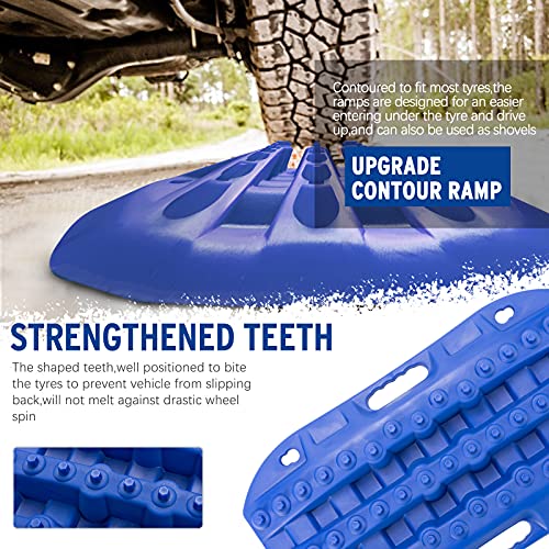 BUNKER INDUST Off-Road Traction Boards, 2 Pcs Recovery Tracks Traction Mat for 4X4 Jeep Mud, Sand, Snow Traction Ladder-Blue Tire Traction Tool - Image 3