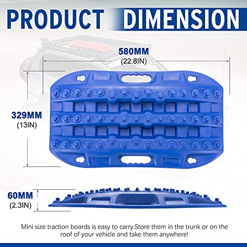 BUNKER INDUST Off-Road Traction Boards, 2 Pcs Recovery Tracks Traction Mat for 4X4 Jeep Mud, Sand, Snow Traction Ladder-Blue Tire Traction Tool - Image 2