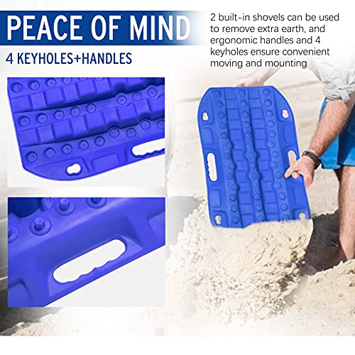BUNKER INDUST Off-Road Traction Boards, 2 Pcs Recovery Tracks Traction Mat for 4X4 Jeep Mud, Sand, Snow Traction Ladder-Blue Tire Traction Tool - Image 4