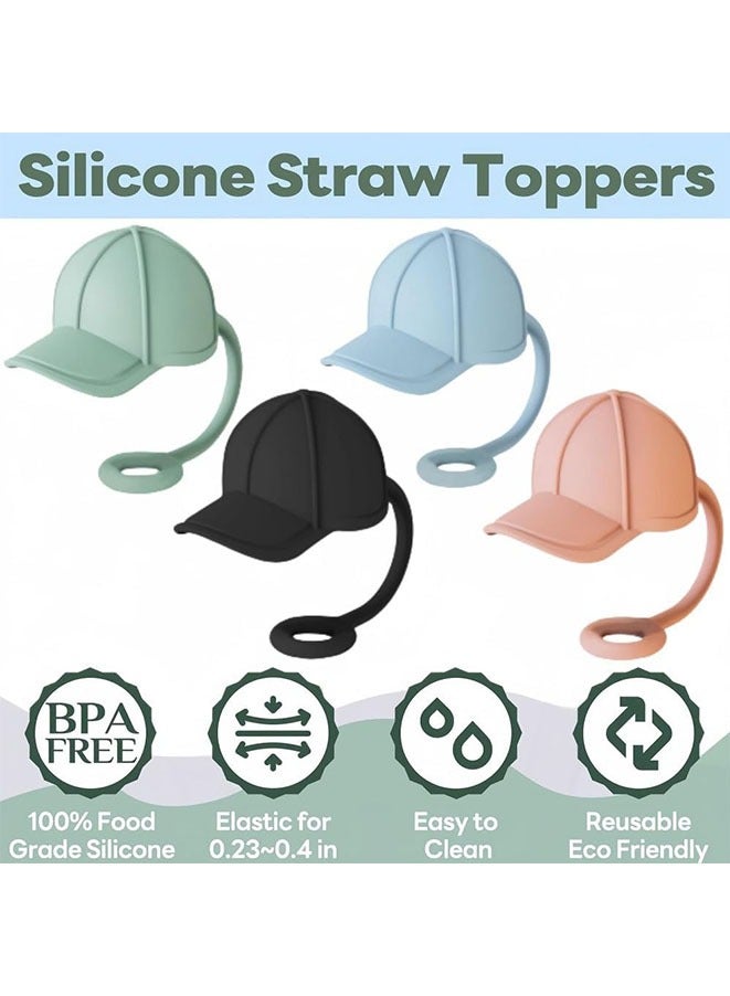 4Pcs Cute Silicone Straw Topper Reusable,Straw Cover Cap for Stanley Cup 20-40oz Tumblers Accessories,Compatible with Simple Modern,Yeti,Hydroflask and other 6-10mm Straws  - Image 3
