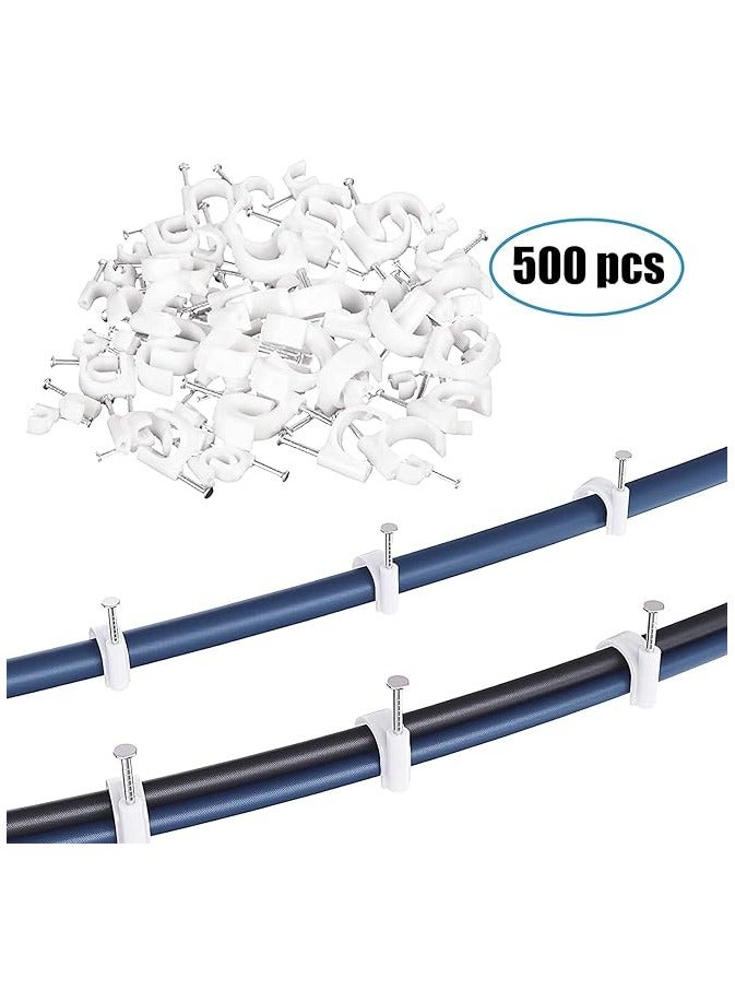 PROMASS 500pcs Cable Clips with Steel Nail in Cable Clips White 4mm 5mm 6mm 8mm 10mm Cable Wire Clips Cable Wall Clip Wire Staples Cord Clips for Wall Coaxial Cable Staples RG6 RG59 CAT6 RJ45 Wire Clips - Image 3