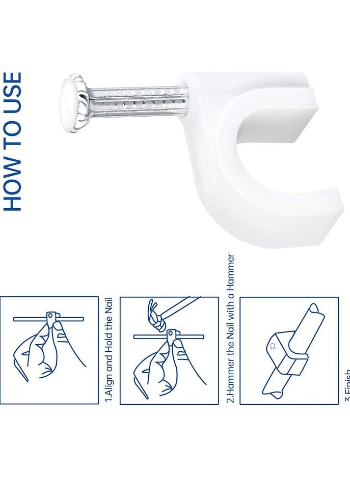 PROMASS 500pcs Cable Clips with Steel Nail in Cable Clips White 4mm 5mm 6mm 8mm 10mm Cable Wire Clips Cable Wall Clip Wire Staples Cord Clips for Wall Coaxial Cable Staples RG6 RG59 CAT6 RJ45 Wire Clips - Image 4