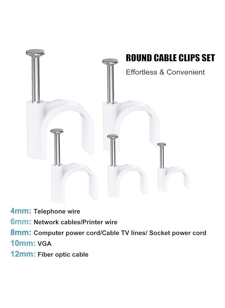 PROMASS 500pcs Cable Clips with Steel Nail in Cable Clips White 4mm 5mm 6mm 8mm 10mm Cable Wire Clips Cable Wall Clip Wire Staples Cord Clips for Wall Coaxial Cable Staples RG6 RG59 CAT6 RJ45 Wire Clips - Image 5