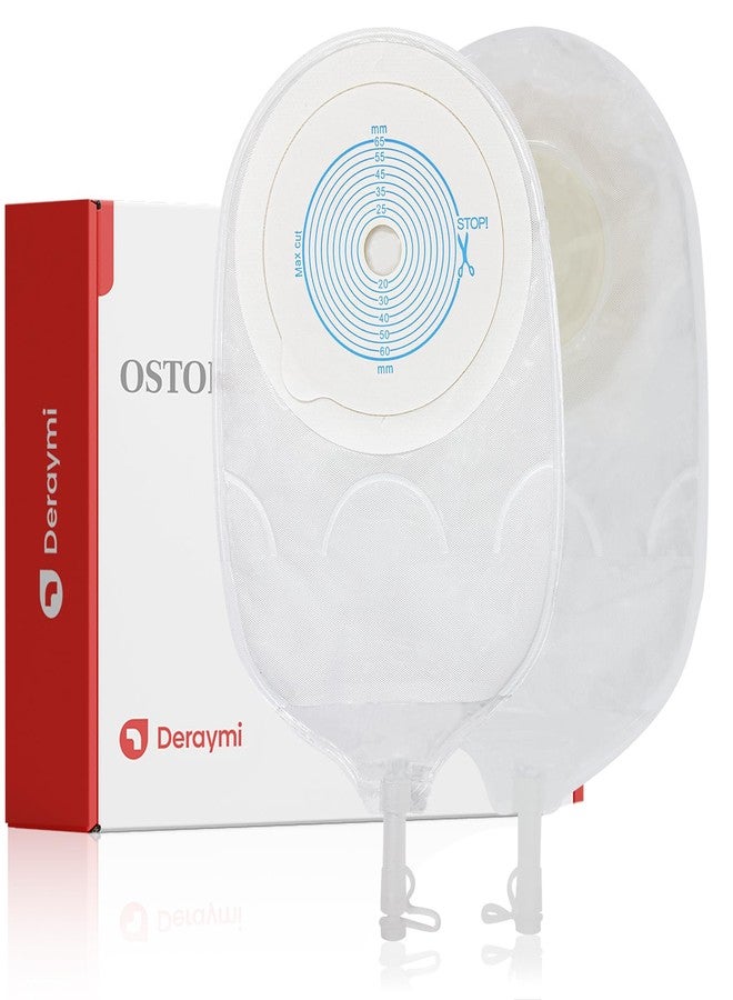DERAYMI 10 Pack Urostomy Bags, Drainable One Piece System Urostomy Pouches, Anti-Backflow Ostomy Bags with Drain Valve Closure for Urostomy Stoma Drainable Care 15-65mm Cut-to-Fit - Image 1