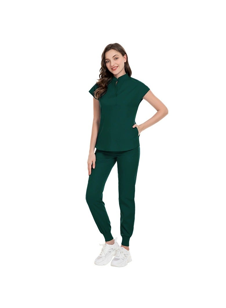 Elastic Scrubs Nursing Pants with Stand Collar Nurse Uniforms for Medical Professionals & Jogging - Amazon Fulfilled - Image 1
