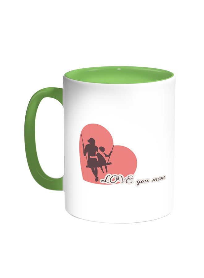 RKN I Love My Mom Printed Coffee Mug Green White - Image 2
