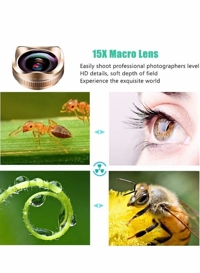 Phone Camera Lens,Clip on Cell Phone Lens Kit Compatible with Most Phones,Most Smartphones, 4K HD 2 in 1 120° Wide Angle Lens, 15X Macro Lens, No Distortion  - Image 4