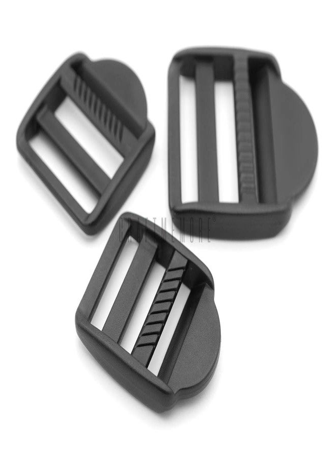 CRAFTMEMORE Plastic Slide Buckle Tension Locks Triglide for Belt Backpack Suitcase Black Ladder Adjuster Purse Making 6pcs (1 Inch) - Image 1