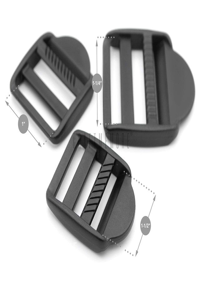 CRAFTMEMORE Plastic Slide Buckle Tension Locks Triglide for Belt Backpack Suitcase Black Ladder Adjuster Purse Making 6pcs (1 Inch) - Image 2