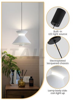 YATAI LIGHTING Modern LED Pendant Light Fixture, 10W Adjustable Conical Pendant ,Control with Wall Switch, Dimmable 3000K-6000K, White LED Light for Kitchen/Bedroom/Living Room  - Image 4