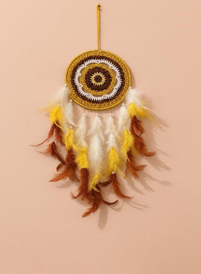 Mehruna Handmade Crochet Dream Catchers for Home Decoration, Wall Hangings for Home Decor Kids Room Bedroom Livingroom Balcony Feathers Hanging Dreamcatcher Windchimes(Pack of 1, 15LX48Hcm) - Image 1