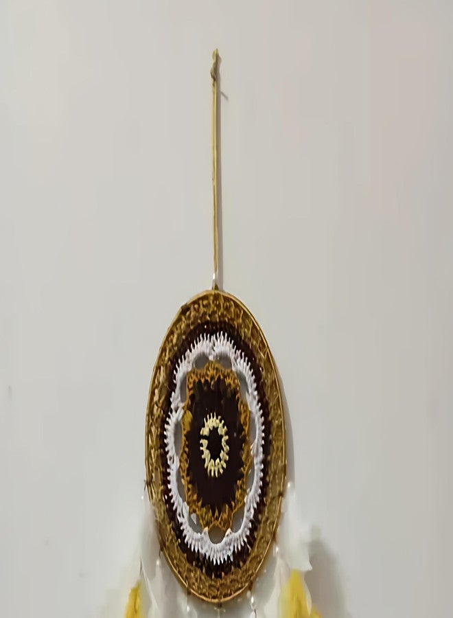 Mehruna Handmade Crochet Dream Catchers for Home Decoration, Wall Hangings for Home Decor Kids Room Bedroom Livingroom Balcony Feathers Hanging Dreamcatcher Windchimes(Pack of 1, 15LX48Hcm) - Image 3