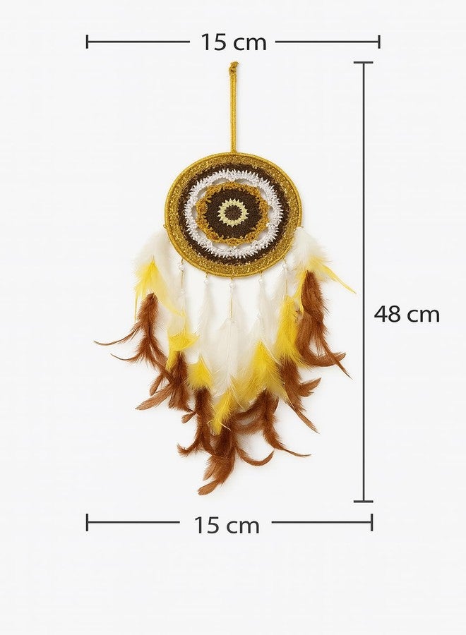 Mehruna Handmade Crochet Dream Catchers for Home Decoration, Wall Hangings for Home Decor Kids Room Bedroom Livingroom Balcony Feathers Hanging Dreamcatcher Windchimes(Pack of 1, 15LX48Hcm) - Image 2