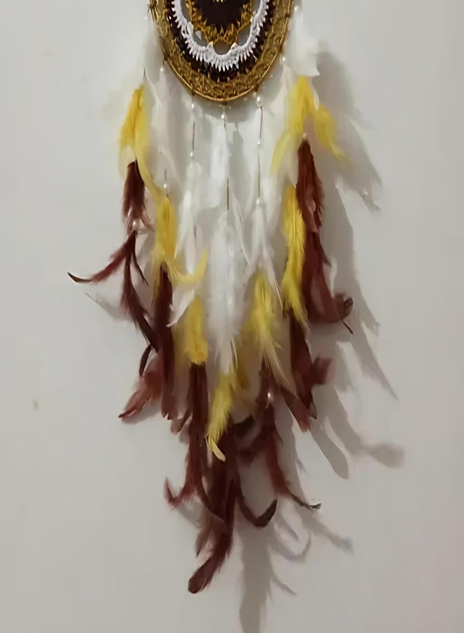 Mehruna Handmade Crochet Dream Catchers for Home Decoration, Wall Hangings for Home Decor Kids Room Bedroom Livingroom Balcony Feathers Hanging Dreamcatcher Windchimes(Pack of 1, 15LX48Hcm) - Image 4