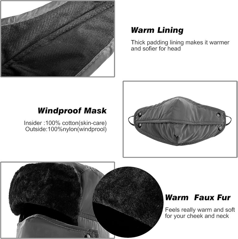 KOOLSOLY Trooper Trapper Hat,Winter Ski Hat with Winter Ear Flap and Ski Windproof Mask - Image 4